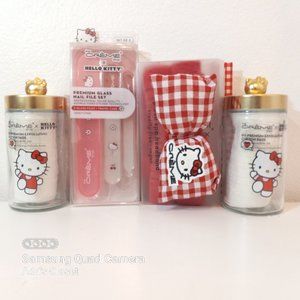 Hello Kitty x Creme Shop 2 Cotton Pad Jar Set, Headband and Glass Nail F…